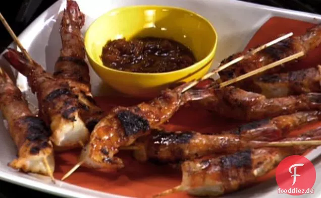 Gegrillte BBQ-Speck-Garnelen