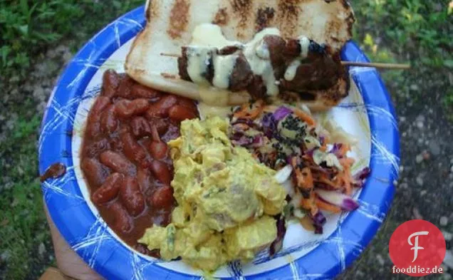 Curry Kartoffelsalat mit Kichererbsen und Rosmarin