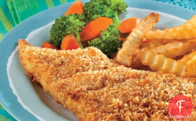 Knusprig im Ofen gebratene Fischfilets
