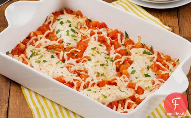 Cheesy Tomaten-Fisch Backen