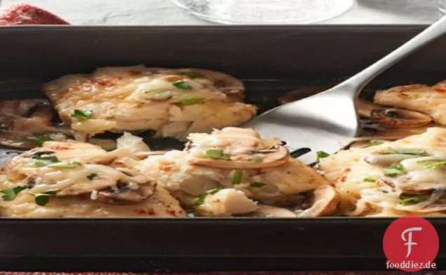 Cheesy Pilz-Fisch Backen