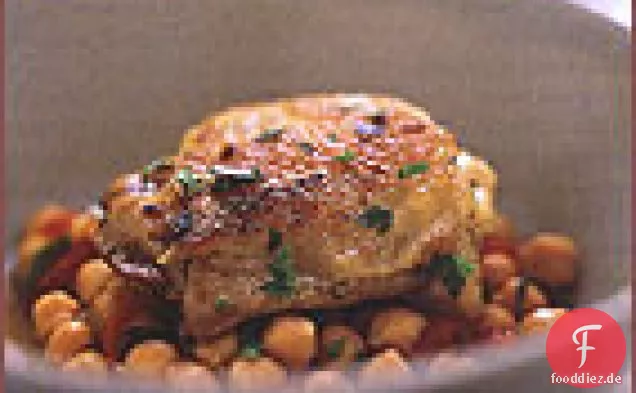 Lorbeerblatt-geschmortes Huhn mit Kichererbsen