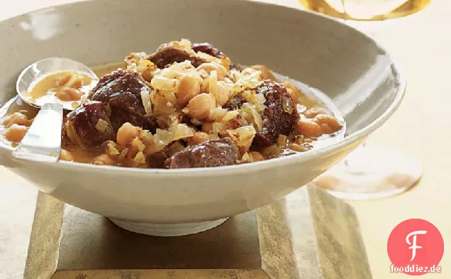 Schweinefleisch und Kichererbseneintopf mit Orange und Kreuzkümmel