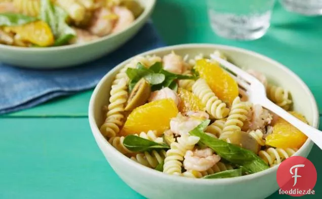 Fusilli mit Garnelen, Orange und Rucola (Sommer)