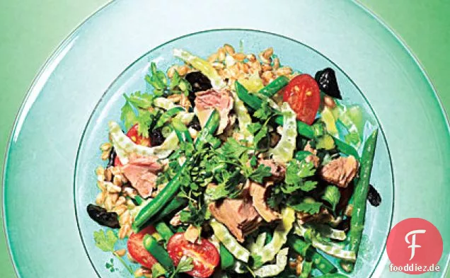 Emmer, Grüne Bohnen und Fenchel-Salat mit Thunfisch