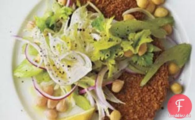 Ofengebratene Schweinekoteletts mit Fenchel-Kichererbsen-Slaw-Rezept