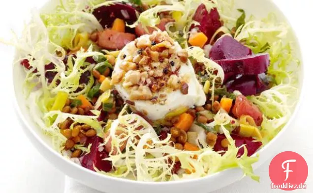 Warmer Rüben-Linsen-Salat mit Ziegenkäse