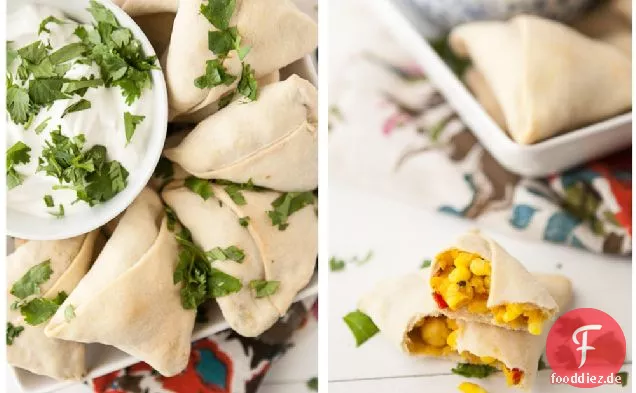 Gewürz Mais und Kichererbsen gebacken Samosas
