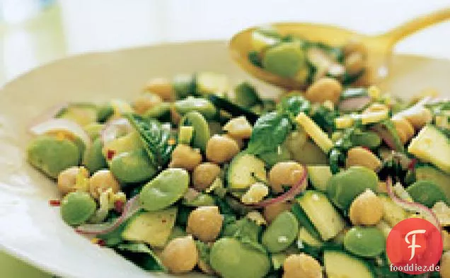 Zitronige Zucchini, Kichererbsen und Limabohnensalat