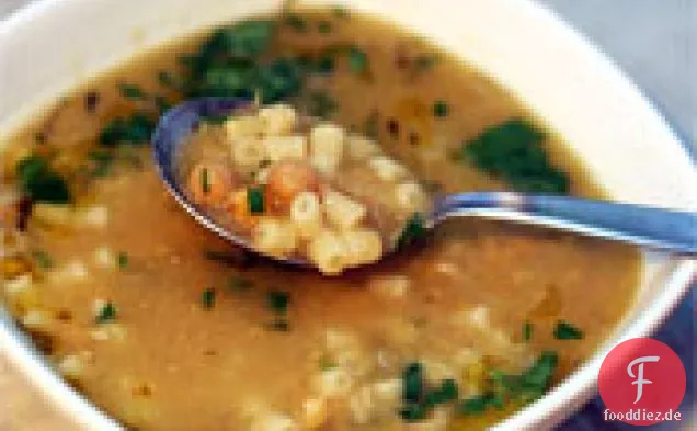 Abendessen heute Abend: Kichererbsen-Nudelsuppe