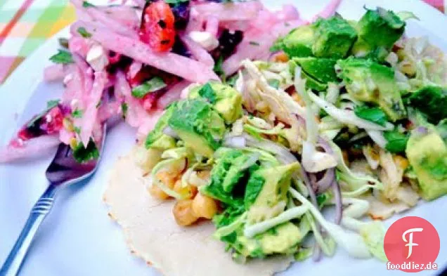 Kichererbsen-Tacos mit Kohl Apfelsaft & Guacamole