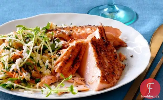 Zeder Plank Lachs Mit Ahorn-Ingwer-Glasur