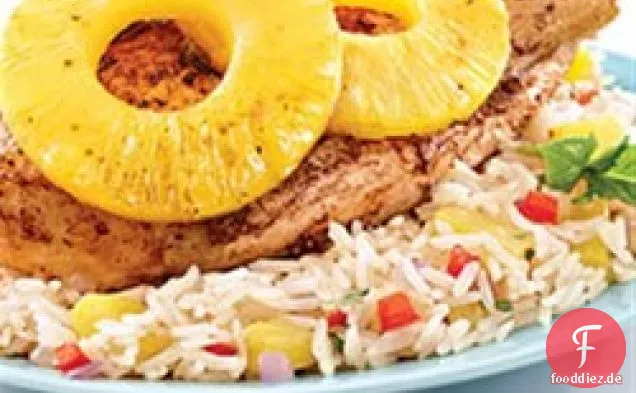 Ananas gewürztes Huhn und Reis