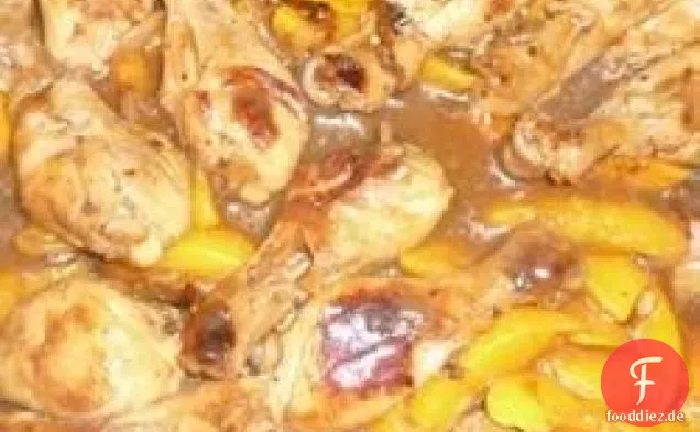 Drumsticks mit Pfirsich und Honig