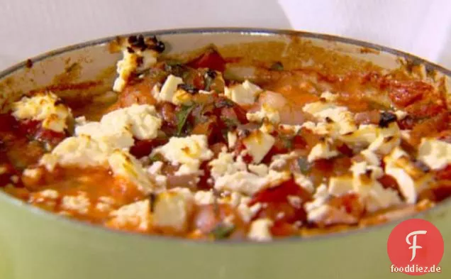 Gebackene Garnelen mit Tomaten und Feta