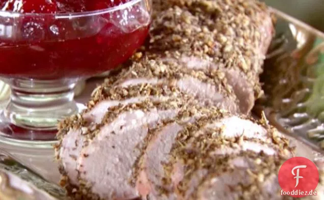 Kräuter-Schweinebraten und Cranberry-Chutney