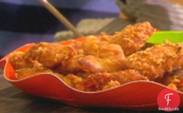 Knusprige Chicken Nuggets mit Zwiebeln in Honig-Dip