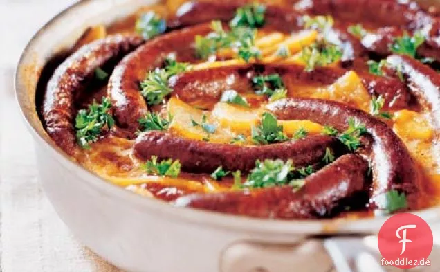 Merguez Würstchen mit überbackenen Kartoffeln
