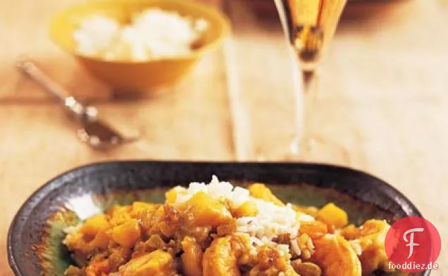 Garnelen-Apfel-Curry mit goldenen Rosinen