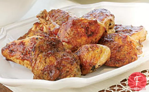 Gegrilltes Hähnchen mit Aprikosen-Balsamico-Glasur
