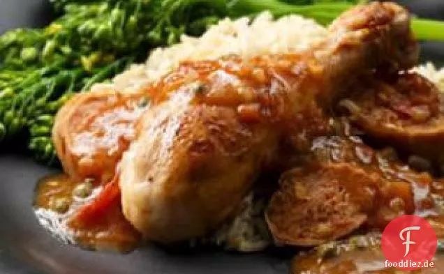 Katalanische Sauté von Huhn mit Wurst, Kapern & Kräutern