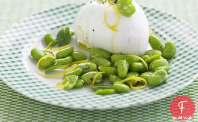 Saubohnen mit Mozzarella, Zitrone & Minze