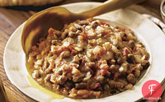 Gewürzte Fava-Bohnen mit Tomaten & Zwiebeln (foul Imdamis)