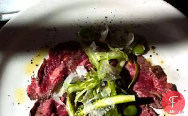 Rock Steak-Carpaccio Mit Rohem Spargel Und Fava-Salat