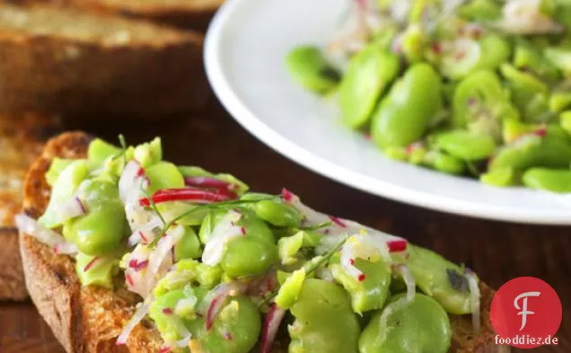 Fava Bohne und Rettich Bruschetta