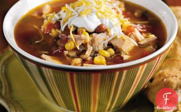 Fiesta Truthahnsuppe mit grünem Chile Kekse