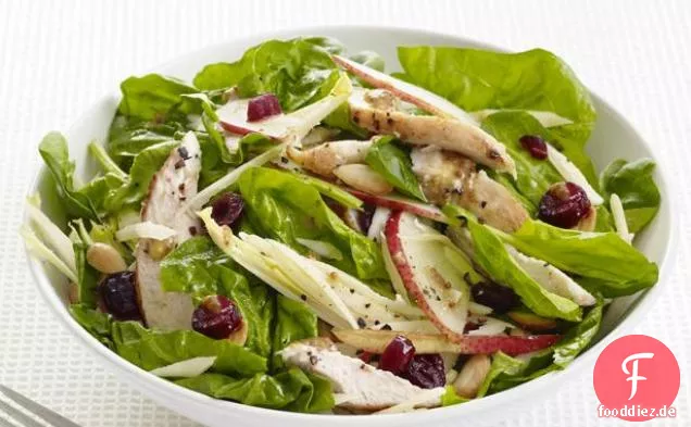 Spinat-, Birnen- und Hühnersalat