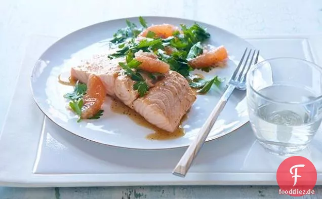 Grapefruit und Honig-Lachs