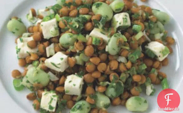 Linsen-, Fava-Bohnen- und Feta-Salat