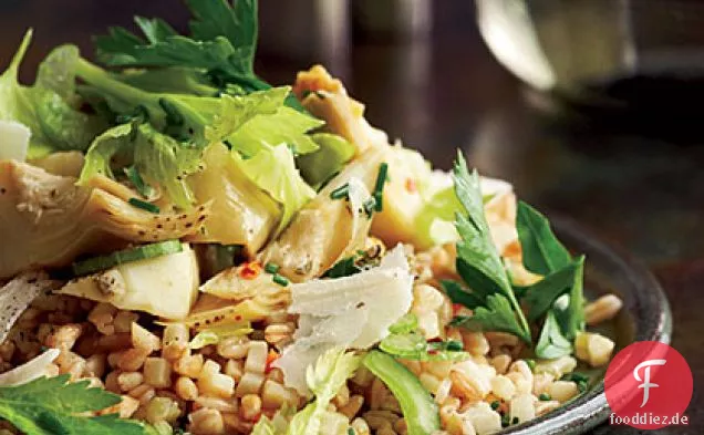 Farro mit Artischocken und Kräutersalat