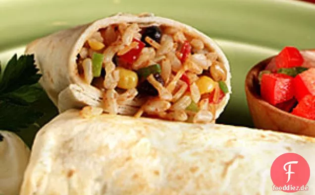 Brauner Reis und Schwarze Bohnen-Burrito