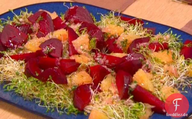Gebratene Rüben und Grapefruitsalat