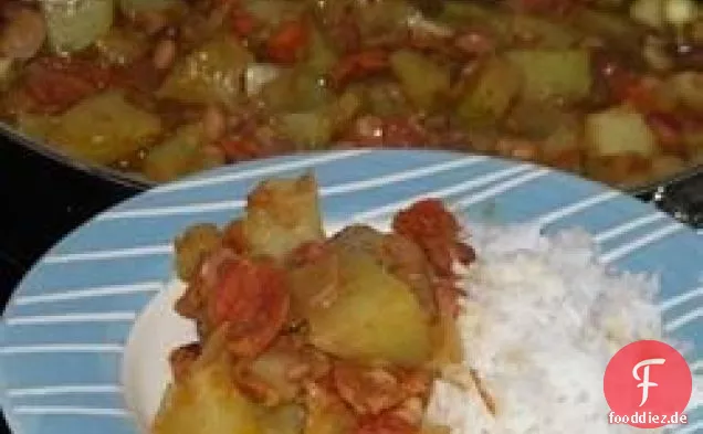 Chayote und Wursteintopf