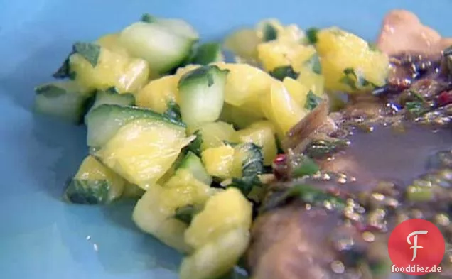 Huhn mit Jerk-Sauce und kühlen Ananas-Salsa