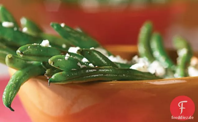 Grüne Bohnen in Vinaigrette mit Feta