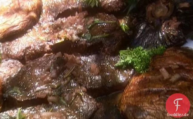 Cabernet-Steak und Pilze