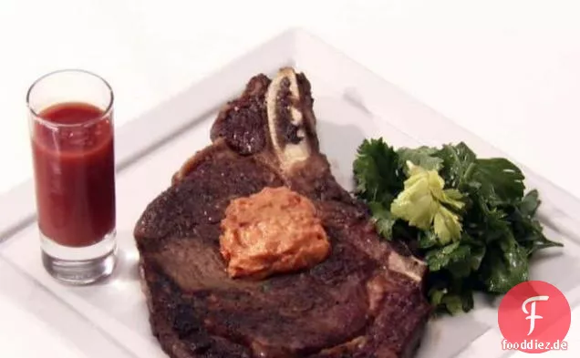 Rib Eye Steaks mit Petersilienbutter und Bloody Mary Shots