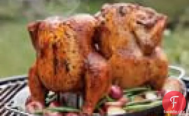 Grill-gebratenes Huhn mit Kartoffeln & grünen Bohnen