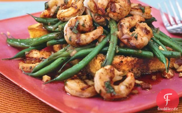 Gegrillter Garnelen-und-grüner Bohnensalat