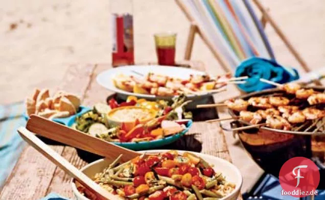Orzo-Salat-mit Mais, Grünen Bohnen und Tomaten