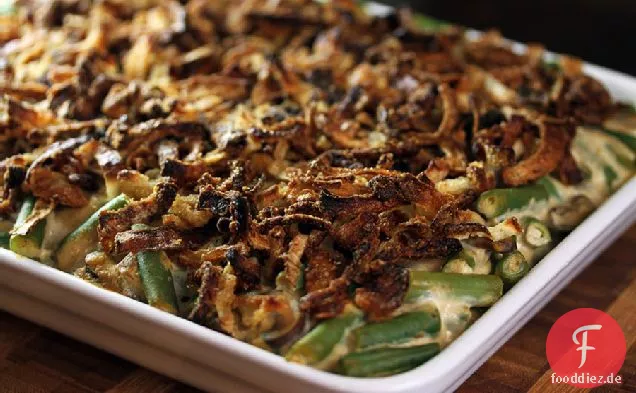 Knusprige Zwiebel-grüne Bohnen-Pilz-Auflauf