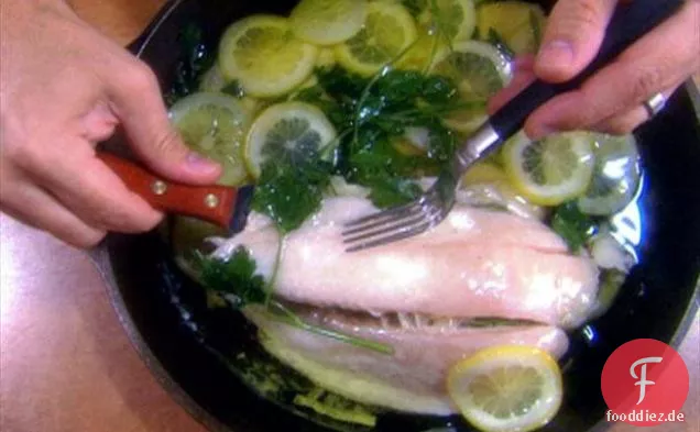 Öl pochierte Flunder