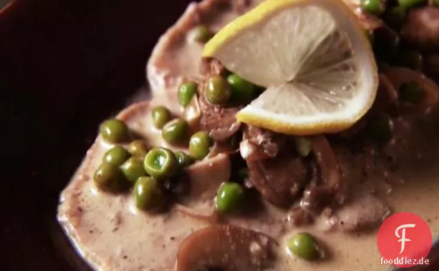 Kalbfleisch-Scaloppini mit Safran-Sahne-Sauce