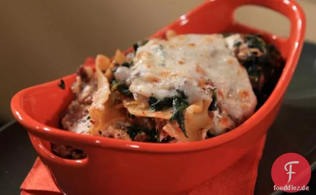 Faule Lasagne mit Lammragout, Spinat und Ricotta