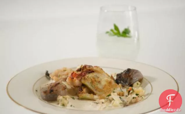 Hummer und Fenchel Napoleon mit Herbed Hummercreme