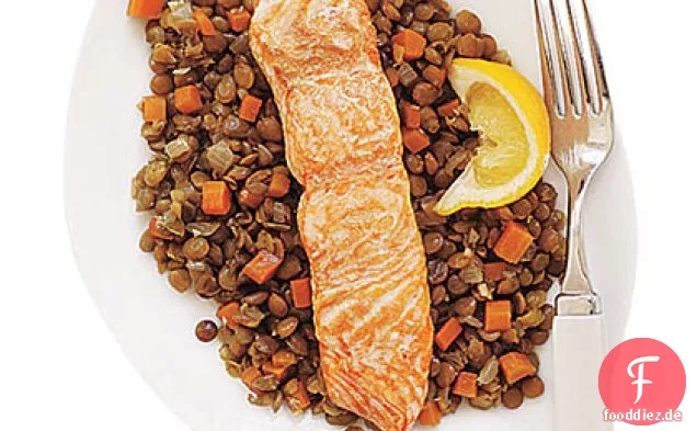 Linsen mit Lachs
